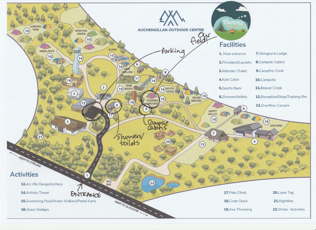 Site map for Comms Unplugged Scotland